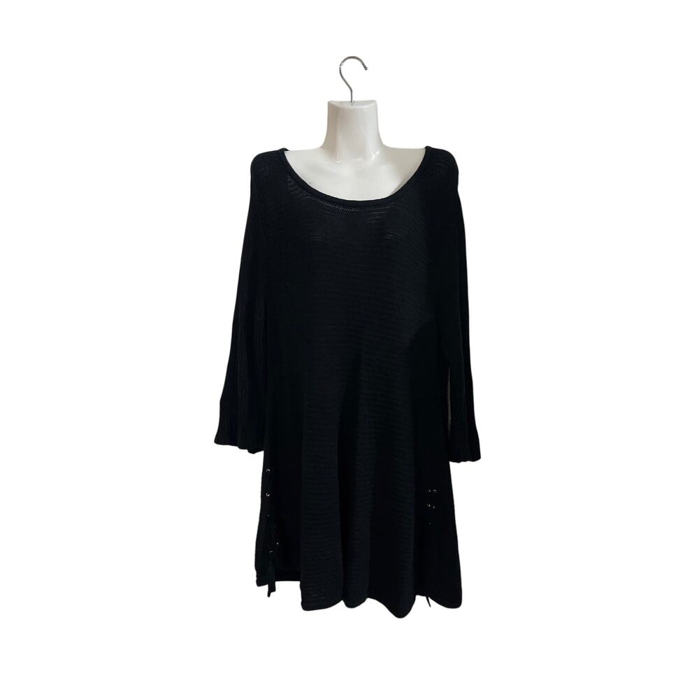 Cynthia Rowley Black Loose Chunky Knit Sweater Tunic Dress Minimalist
